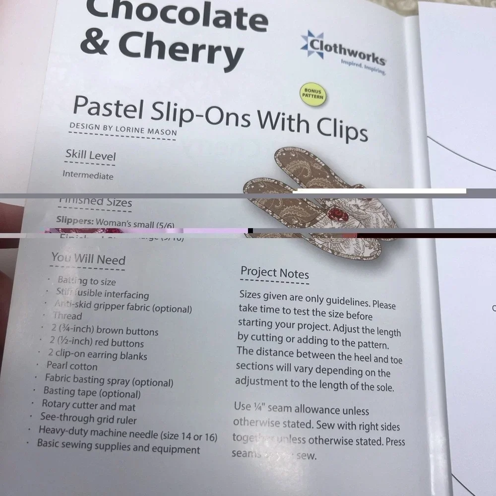 Annie's Creative Quilters Fabric Club Chocolate‎ & Cherry Collection Slippers